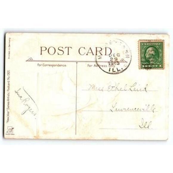 Vintage 1913 Frances Brundage New Year Postcard Divided Back Litho Signed - Picture 2 of 2